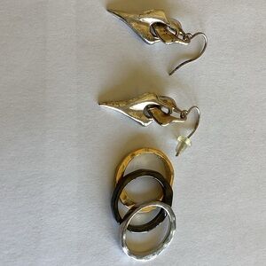 RLM STUDIO sterling silver earrings and tricolor ring set